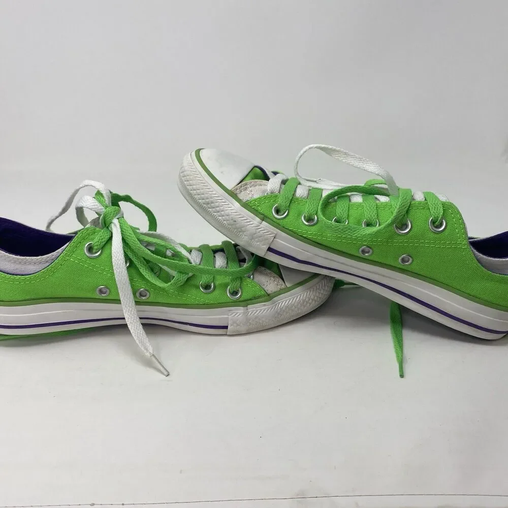 Converse Unisex All Star Neon Green Purple Shoes Sneakers Size Men's 6 Women's 8
